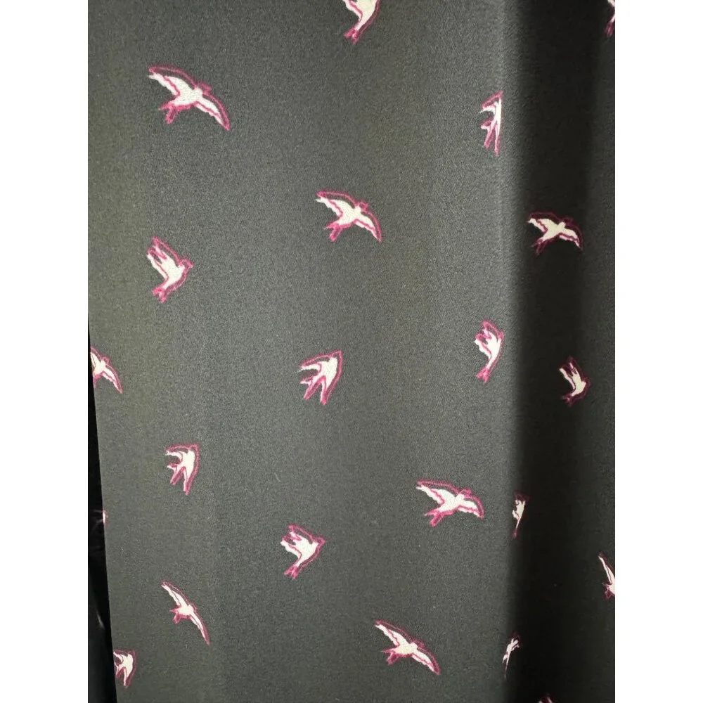 Banana‎ Republic Gray Ladder-Lace Bird Print Shift Dress Size S Chiffon Lined